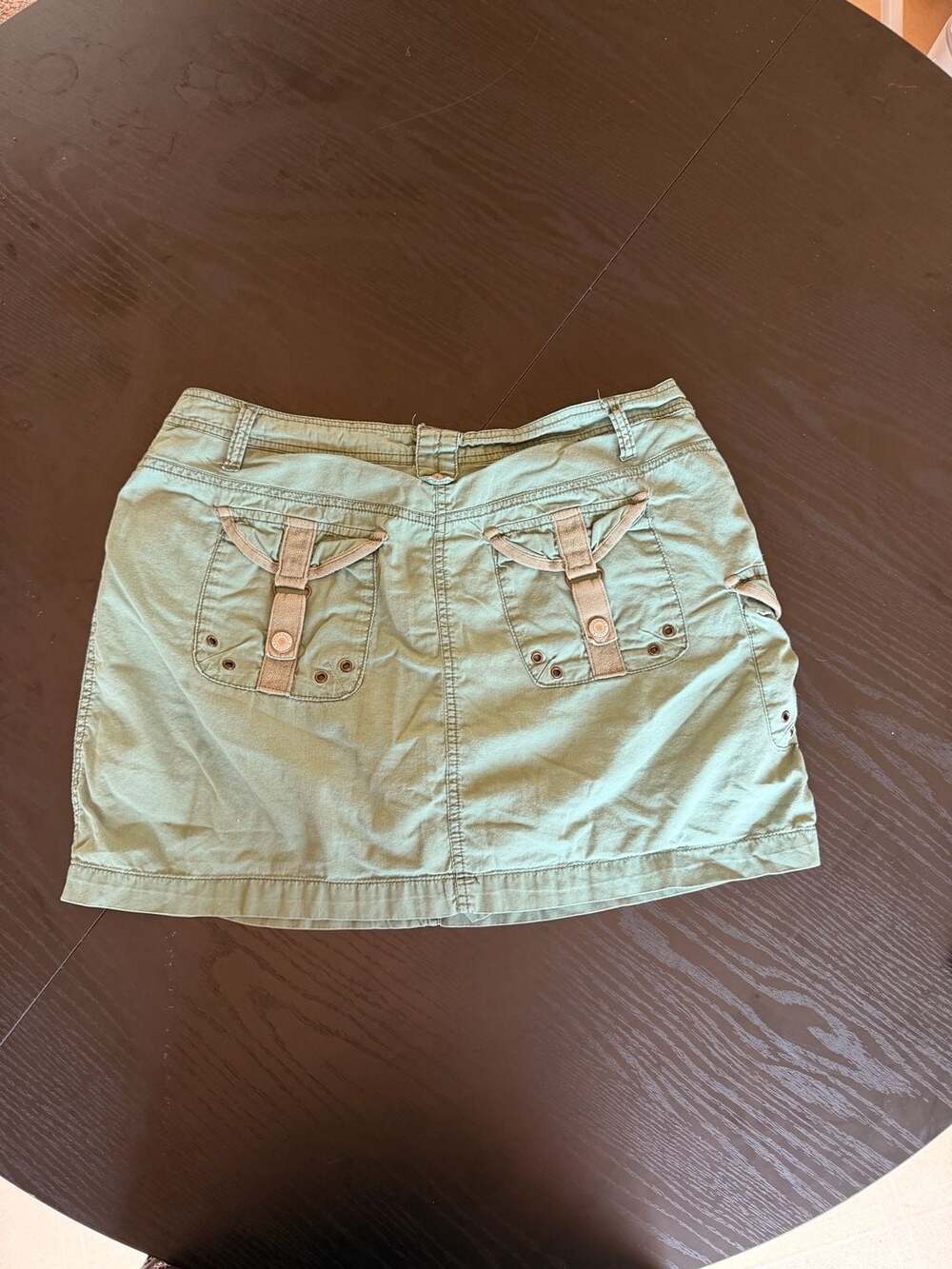 Y2K Faded Glory Women's Cotton Utility Cargo Skort in Olive Night
